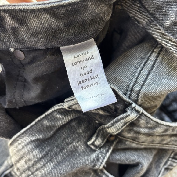 Pacsun Puddle‎ Wide Leg High Rise Jeans Black Washed Raw Hem Size 23 - Picture 6 of 11